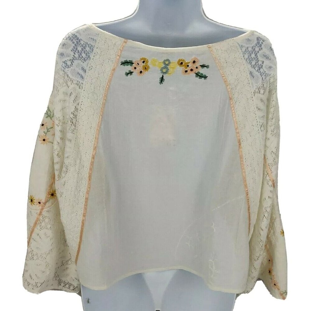 Free People Paris Picnic Patchwork Top Size M - Picture 6 of 15